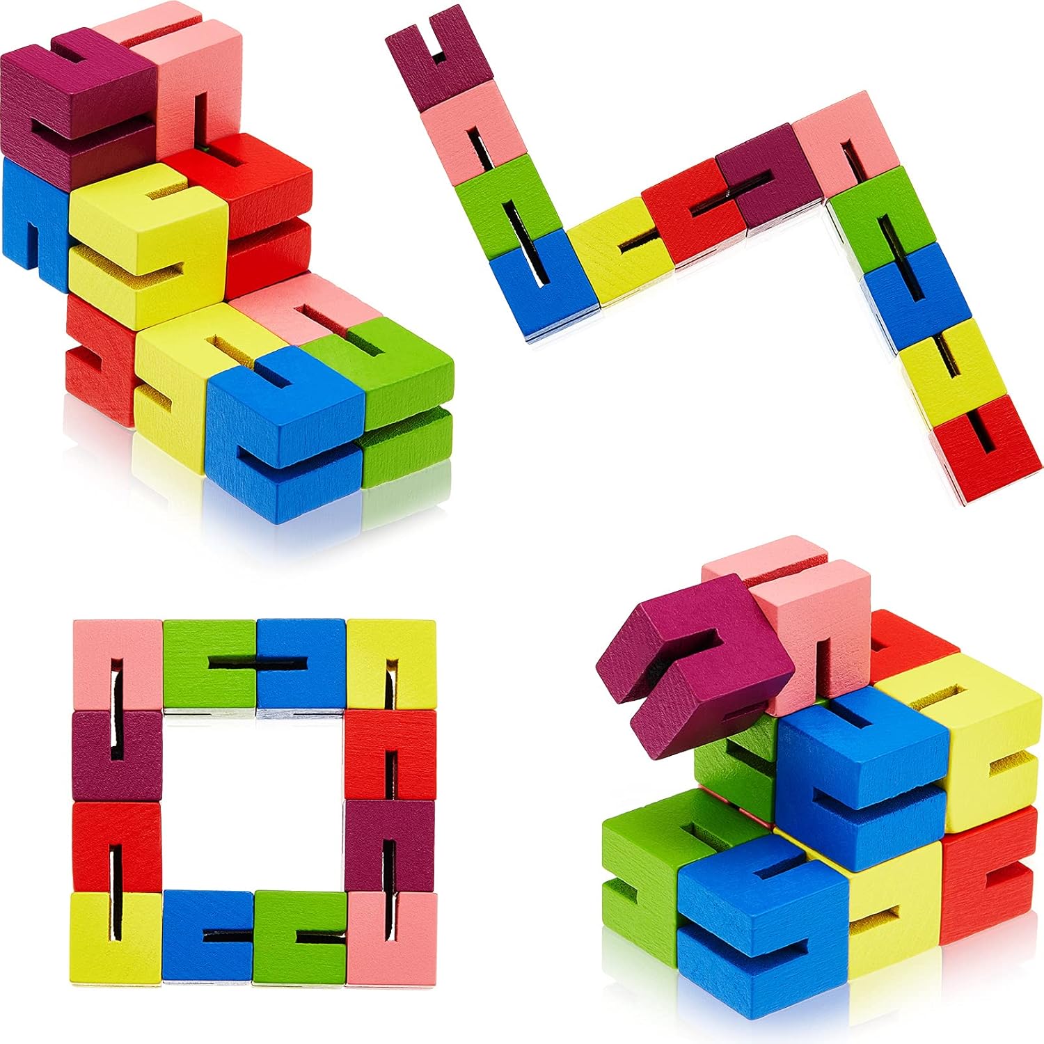 Wooden Toy Twist Block Cubes Puzzle Sensory Toys for Teens Party Favors for Boys and Girls (6