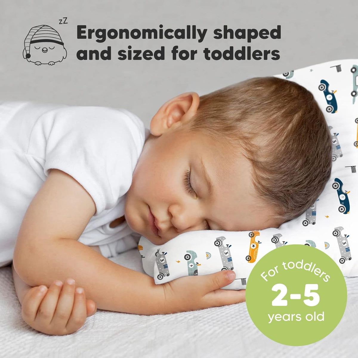 KeaBabies Toddler Pillow with Pillowcase, Jumbo 14X20 - Soft Organic Cotton Toddler Pillows for
