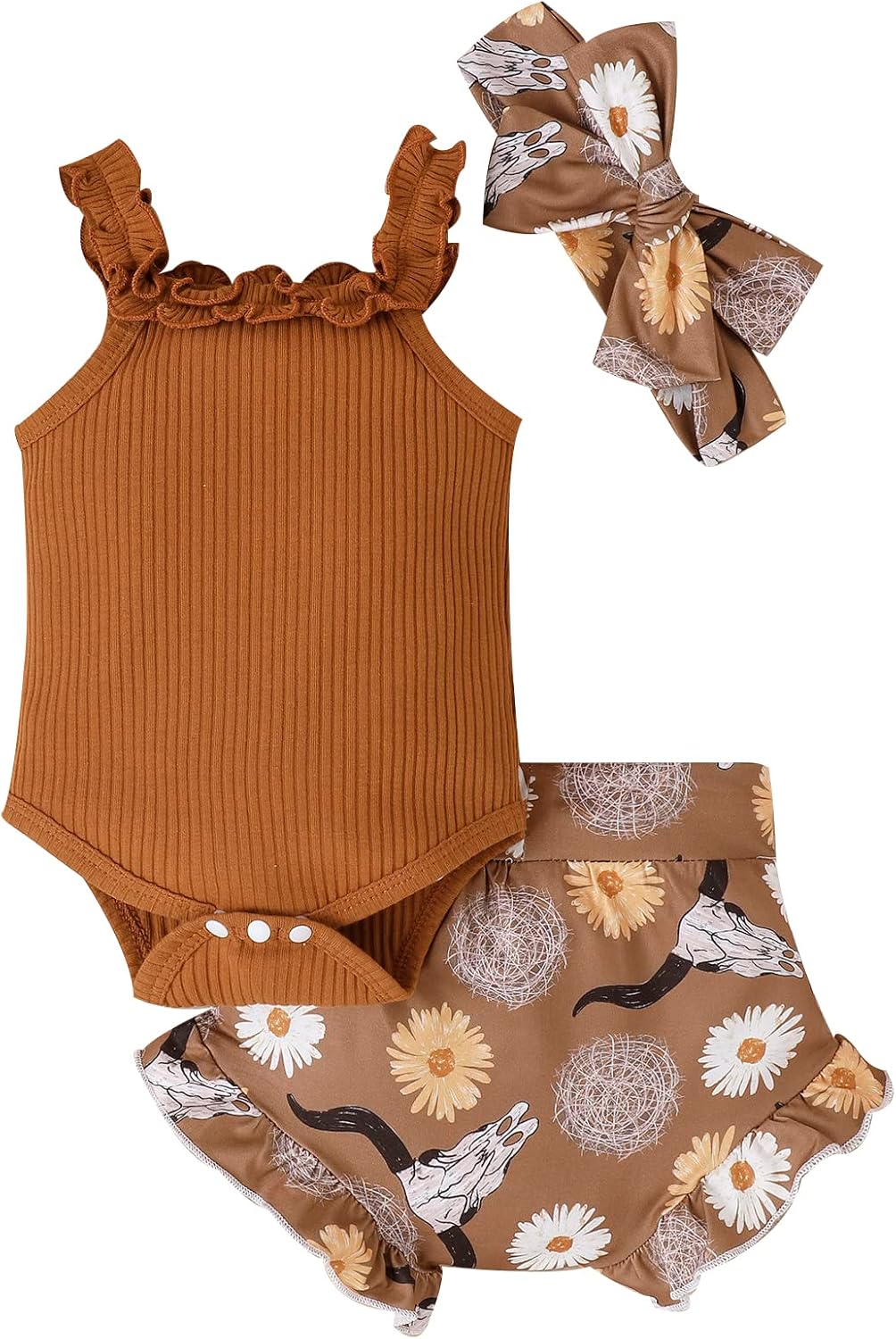 fhutpw Baby Girl Clothes Summer Cute Outfits 3 6 12 18 Months Spaghetti Strap Romper & Floarl