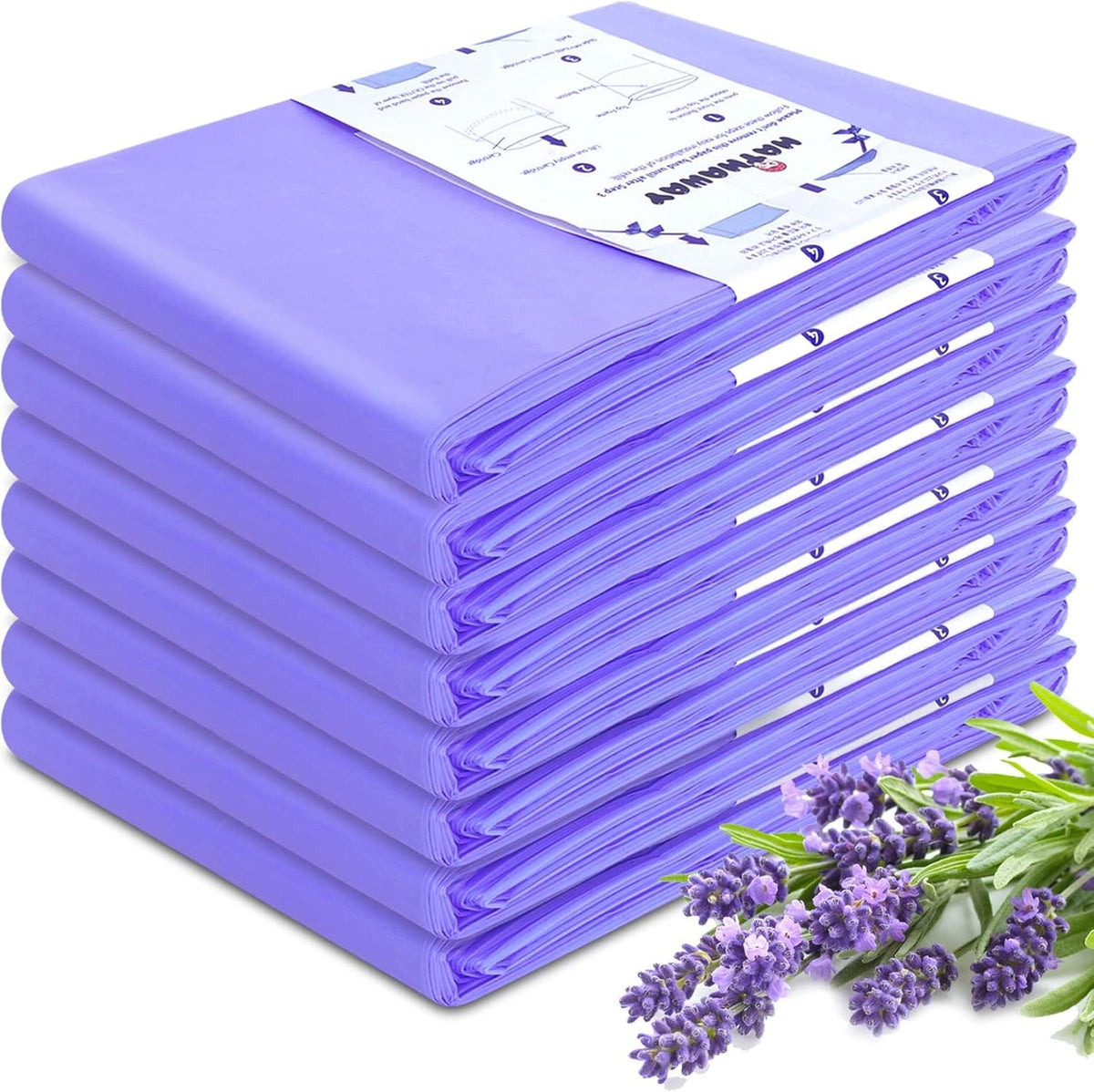 Diaper Pail Refill Bags Compatible With Dekor Plus Diaper Pail, Extra 30% Length, Lavender Scent, 8