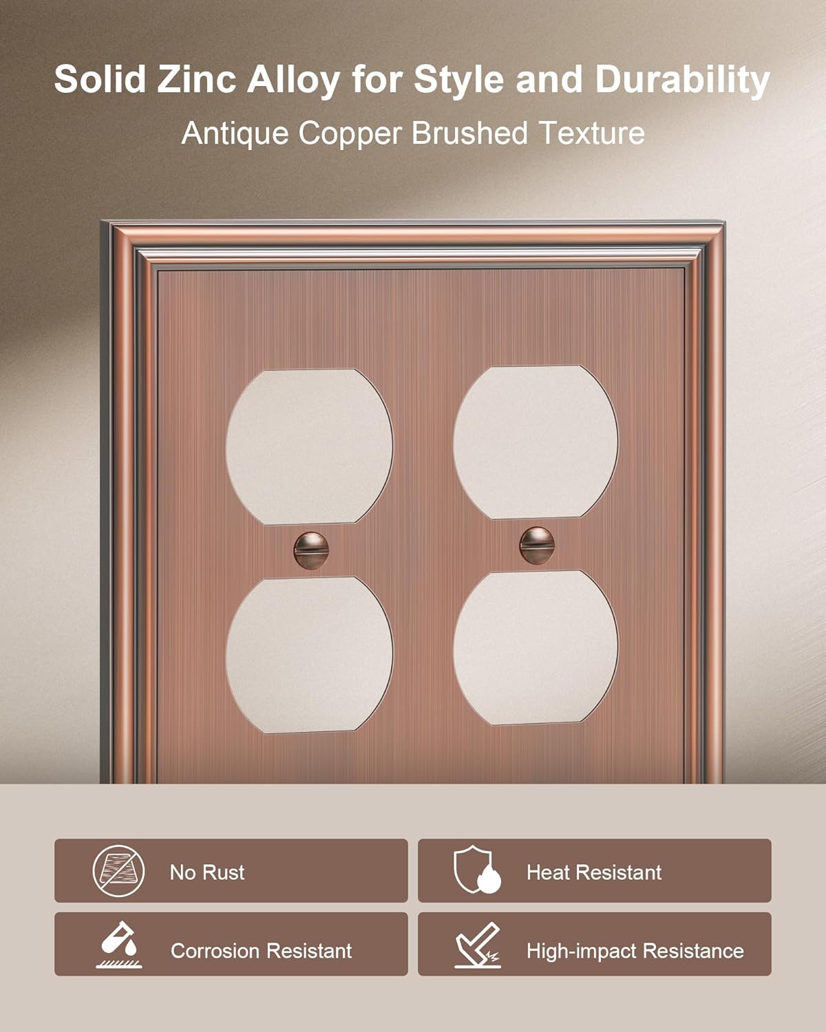 2-Pack Double Duplex Outlet Cover, Antique Copper Switch Plates and Outlet Covers for Electrical