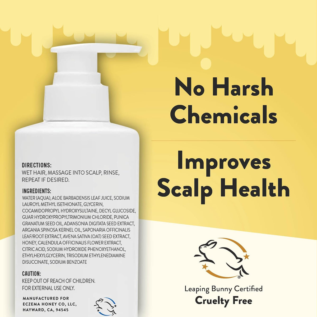ECZEMA HONEY Nourishing Shampoo - Helps with Psoriasis, Dermatitis, & Flaking - Daily Dandruff