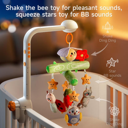 TUMAMA Crib Mobile with Music and Lights, Baby Mobile Cute Bee Crib Toys Hanging, Remote Control