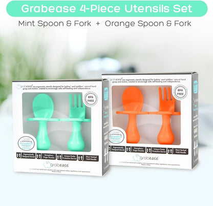 Grabease Baby Spoons and Forks Utensils for Toddlers Infants BPA-Free & Phthalate-Free Baby