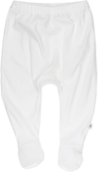 HonestBaby 3-pack Footed Pants Roomy Fit Pull on Bottoms 100% Organic Cotton for Infant Baby Boys