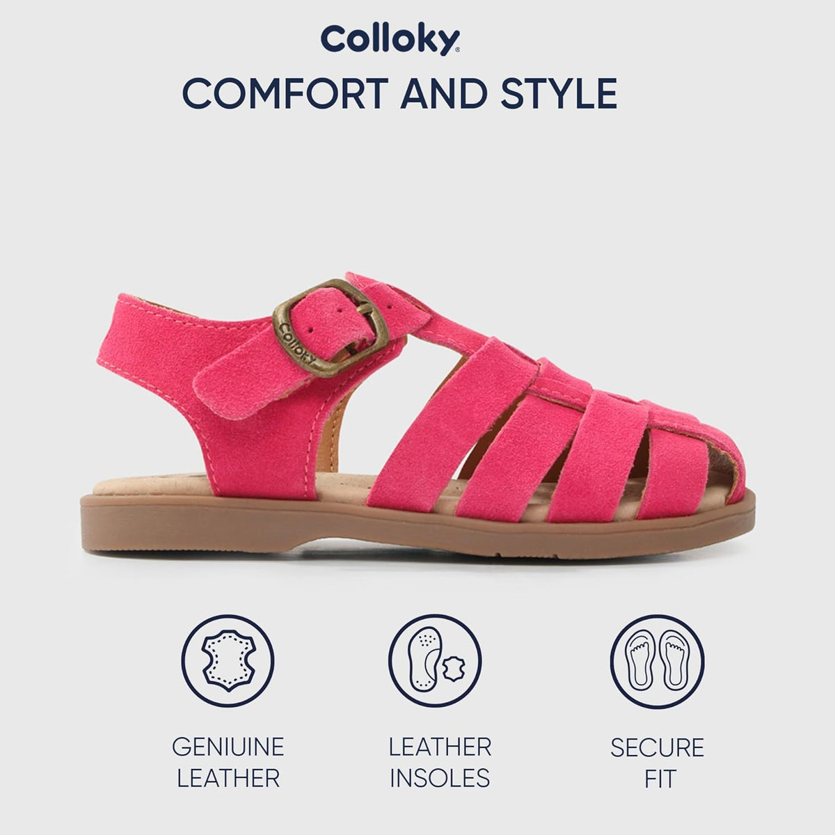 Toddler Girls Fisherman Buckle Sandals - Comfortable Summer Sandals with Closed Toe & Adjustable
