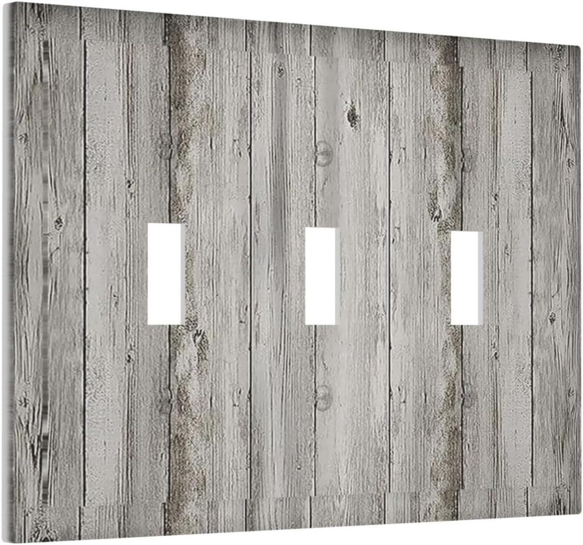 Decorative Switch Plates Farmhouse Rustic Grey Barn Door Wood 3 Gang Wall Plate Triple Toggle Light