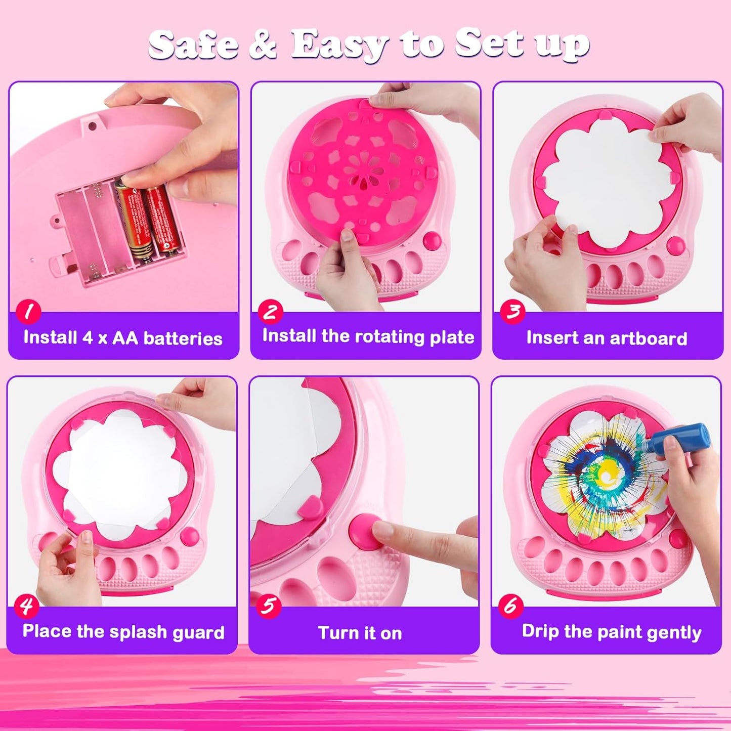 Arts and Crafts for Kids Ages 4-8,Paint Spin Art Machine Kit,Art Craft Set for 6-9 Year Old,Cool