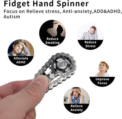 Chain Gear Fidget Spinner, Metal Sprocket Chain Fidget Toy, Stress Anxiety Relief Fidget Toy, Bike