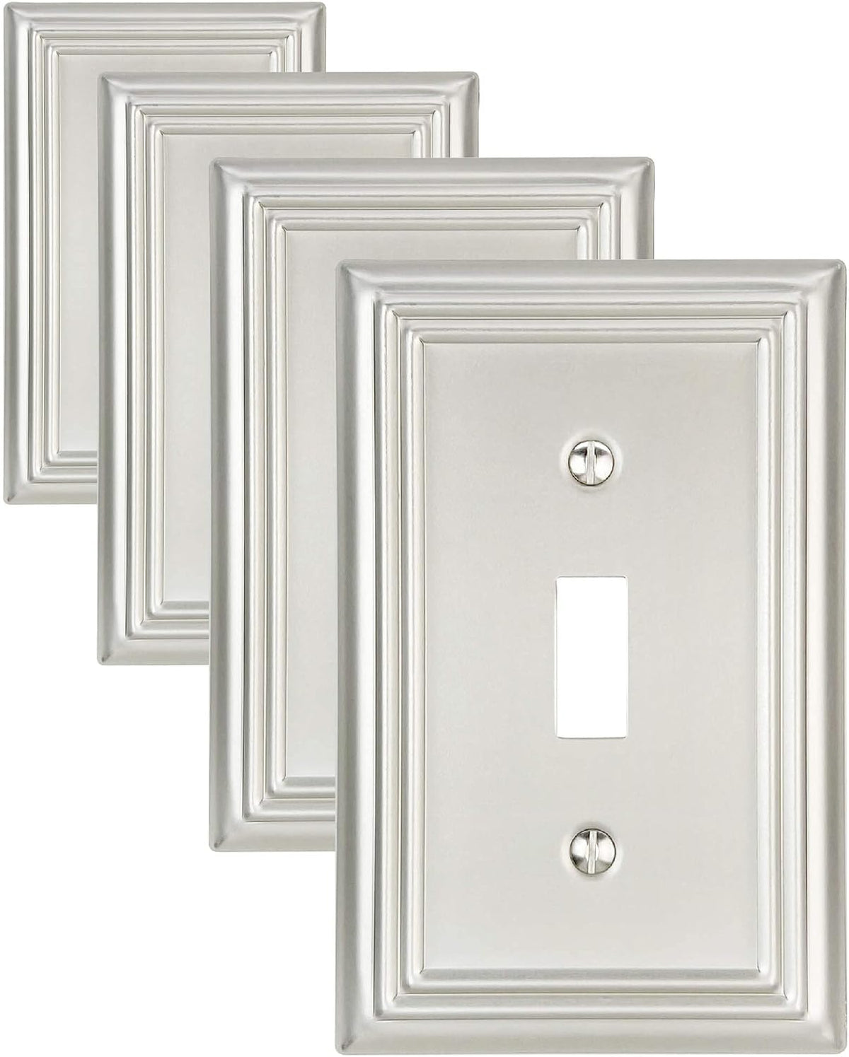 4-Pack Single Toggle Wall Plate, Metal Switch Plate Cover, Satin Nickel Light Switch Cover