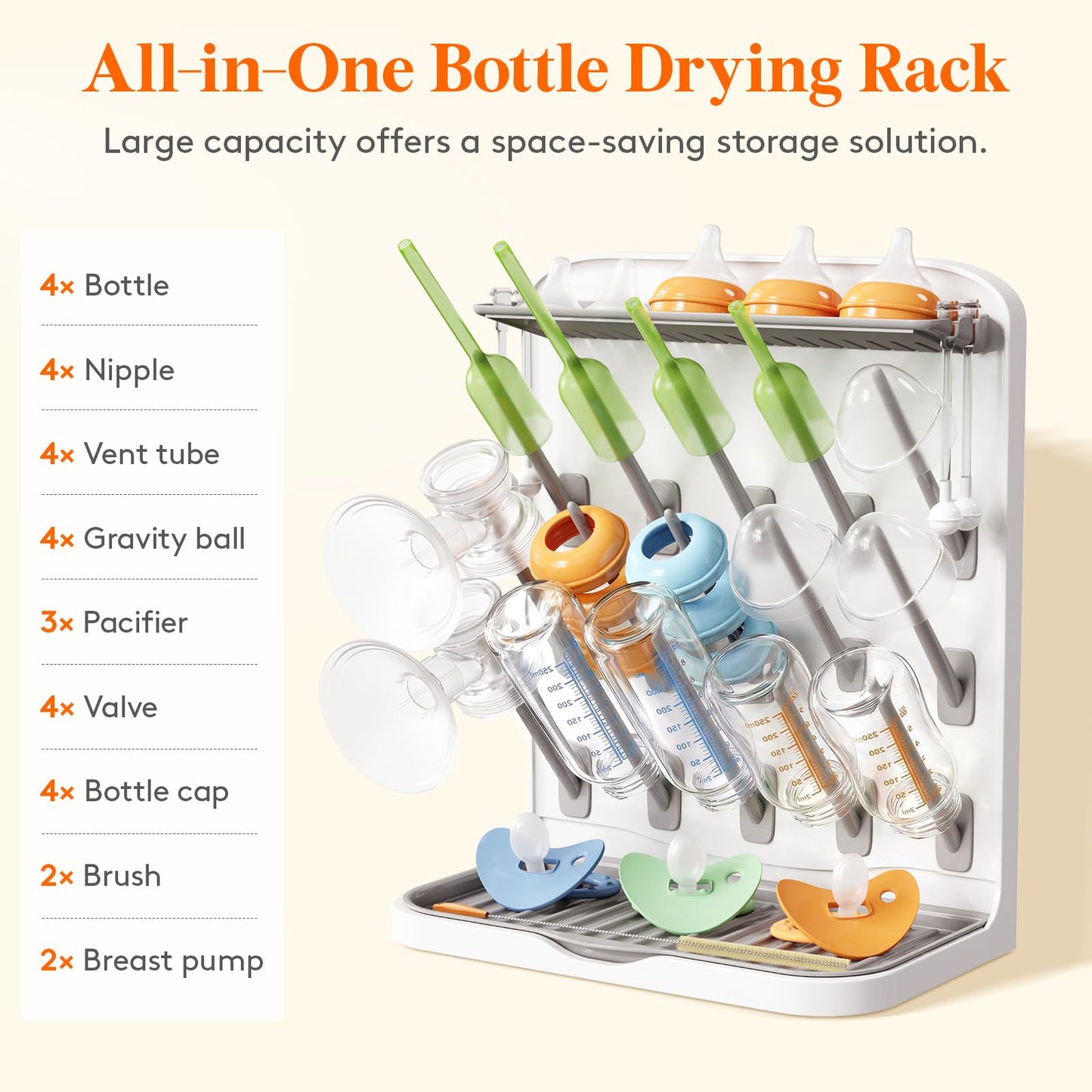 Lifewit 15-Hooks Baby Bottle Drying Rack for Countertop