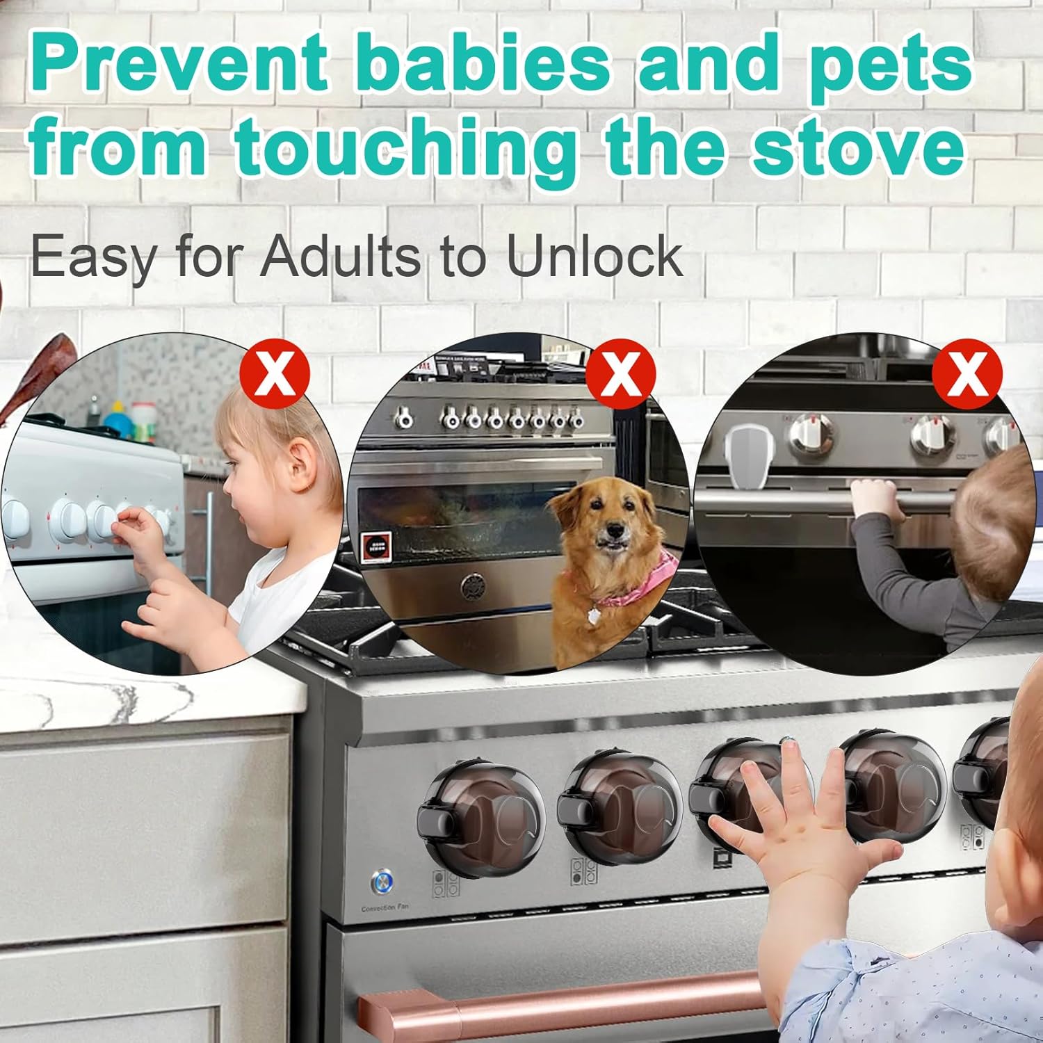 Stove Knob Safety Covers for Child Baby Proofing Kitchen Universal Size Gas Knob Covers Clear View