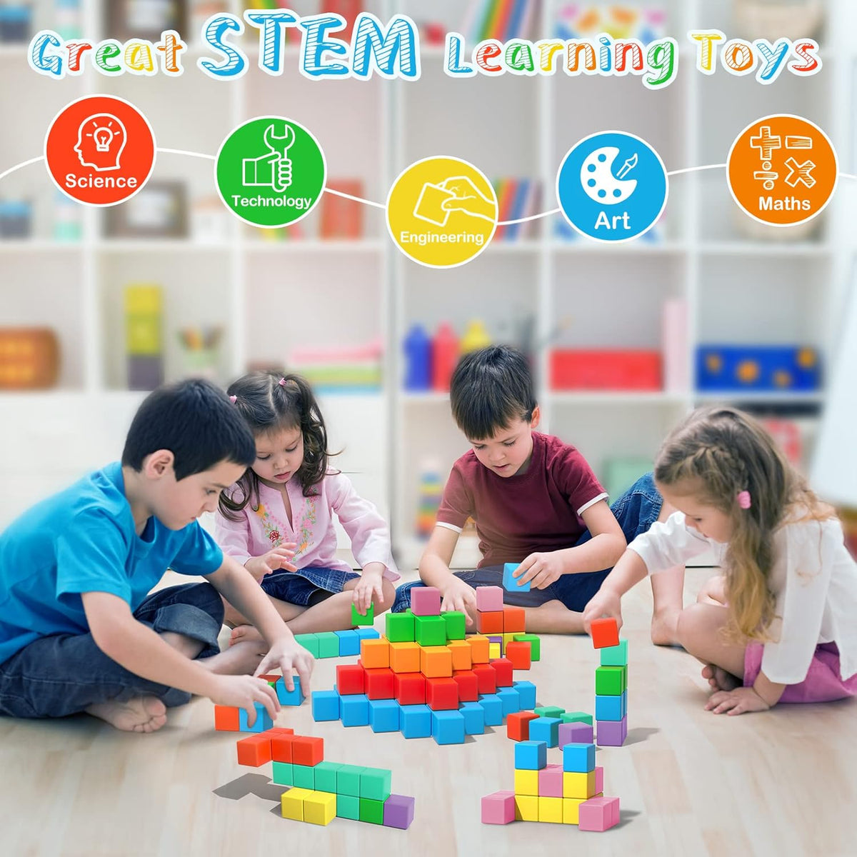 Magnetic Blocks, 56 Pieces 1.34 inch Large Magnetic Building Blocks, 3D Magnetic Cubes for