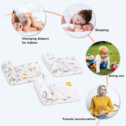 Baby Portable Changing Pad Waterproof Diaper Changing Mat Travel 3 Pack Washable Mattress Pad