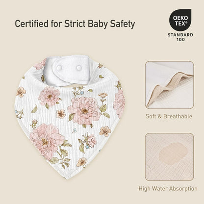 Muslin Baby Bibs 8 Pack, Baby Bandana Drool Bib for Drooling and Teething, Cotton Soft Absorbent