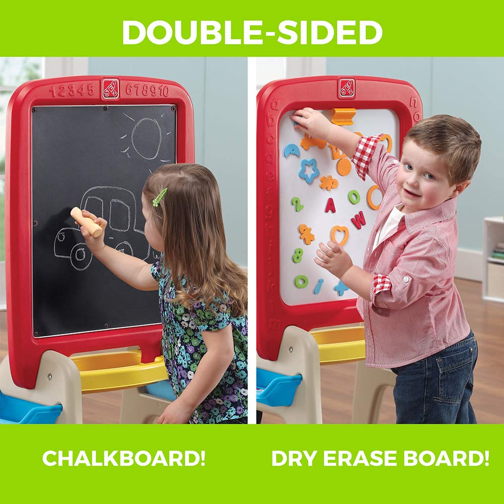 Step2 All Around Easel for Two, Kids Activity Table, Double-Sided Art Board, Made of Durable