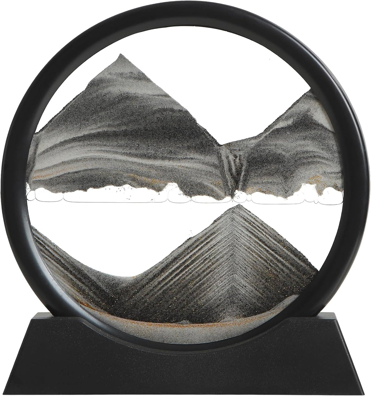 KPNUWN Moving Sand Art Liquid Motion, 3D Deep Sea Sandscape Color Quicksand Decor, Round Glass