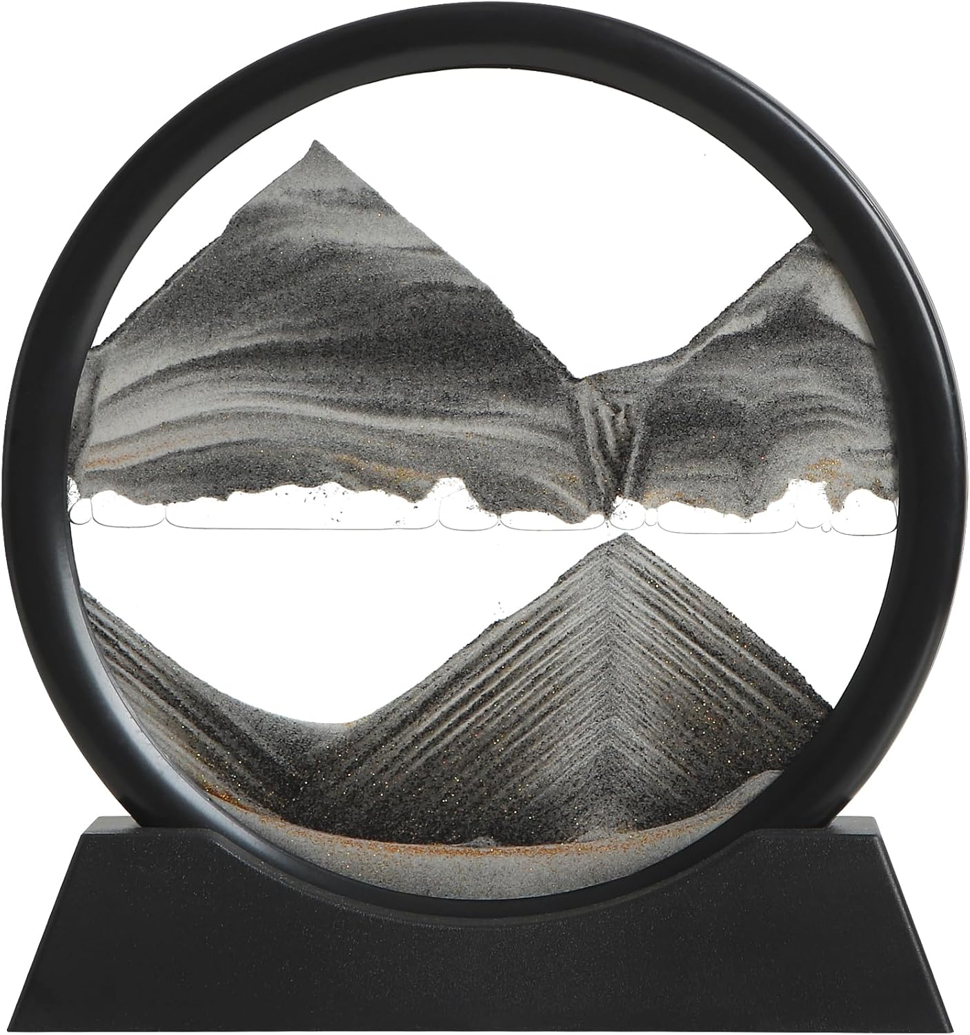 KPNUWN Moving Sand Art Liquid Motion, 3D Deep Sea Sandscape Color Quicksand Decor, Round Glass