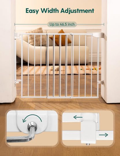 Babelio 29.7-46.5" No Bottom Bar Baby/Dog Gate for Stairs, House and Doorways, Auto Close Safety