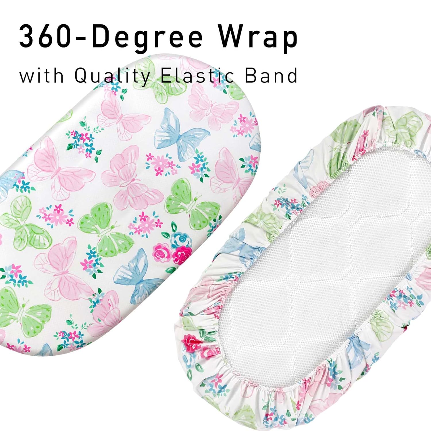 Gllquen Baby Bassinet Sheets 4 Pack, Breathable Cozy Fitted Mattress Sheet, Elastic Travel Crib