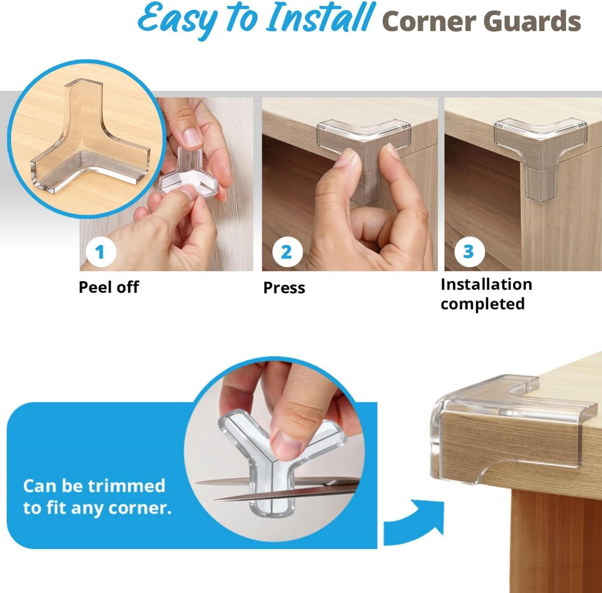 Furniture Corner & Edge Safety Bumpers, 16ft Edge Protector & 4 Clear Corner Protector Baby