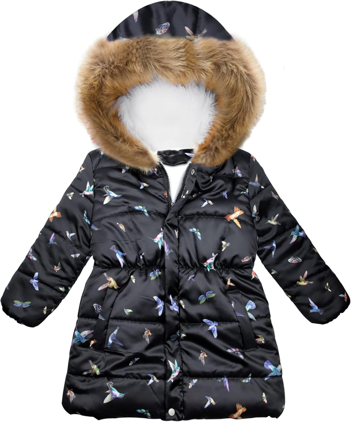 Miss Bei Girl's Winter Coat Jacket Hooded Kids Toddler Flower Print Parka Outwear Warm Cotton