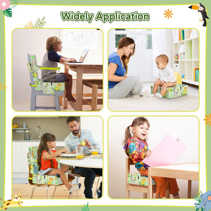 Vahlbeste Booster Seat for Kitchen Chair with Backrest & 4 Adjustable Straps, Portable TPU