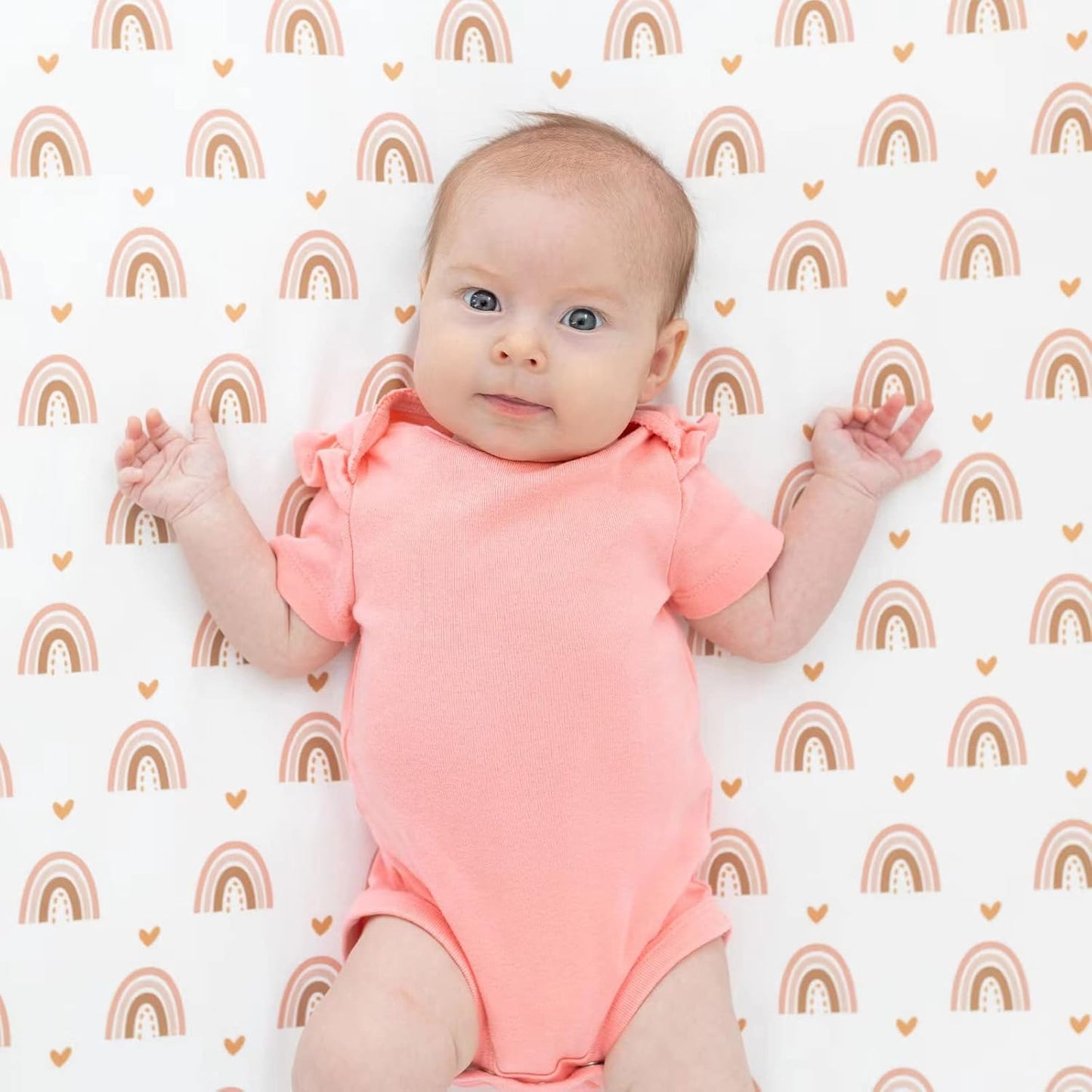3 Piece Rainbow Boho Crib Bedding Set - Standard Size Nursery Bedding for Boys and Girls with Crib