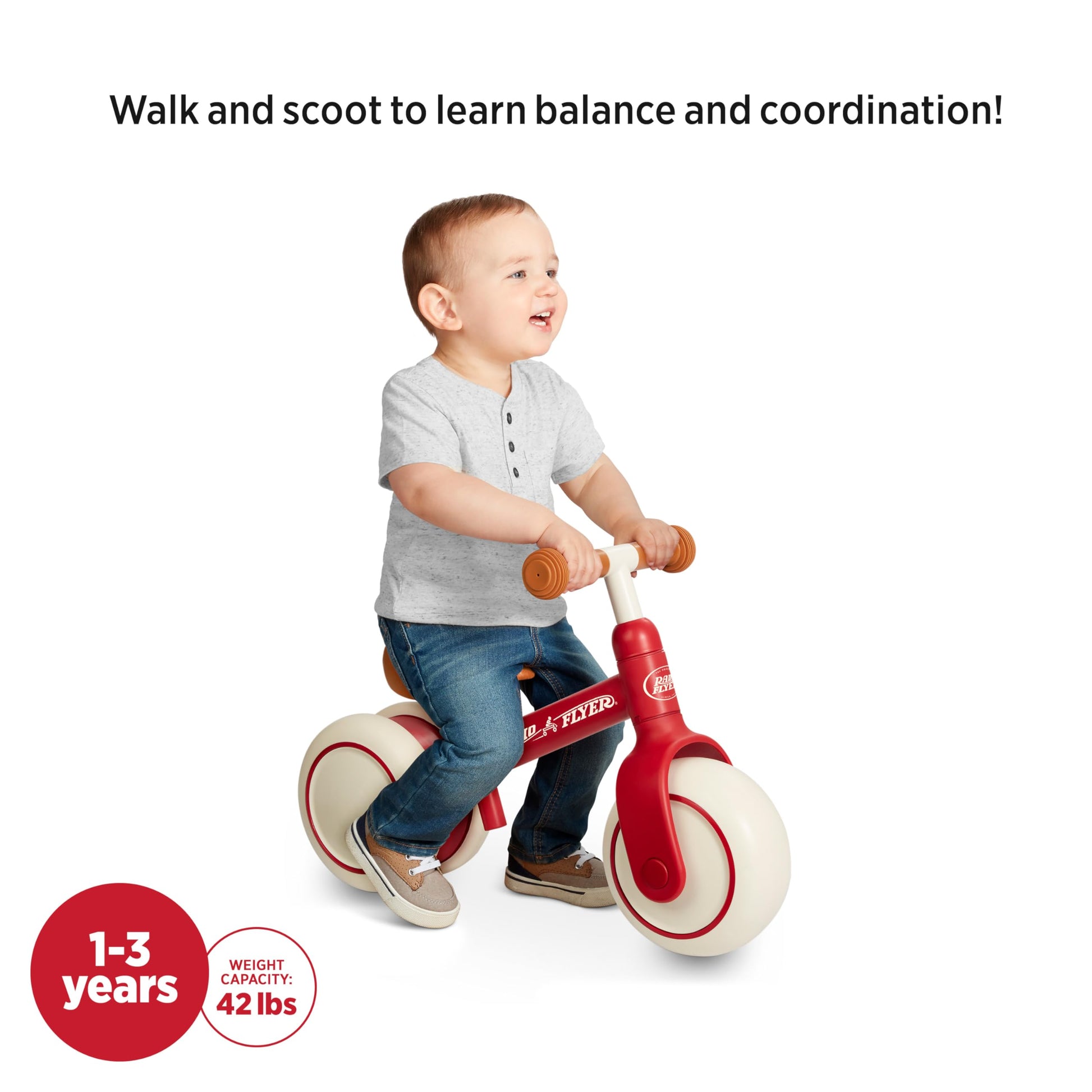 Radio Flyer Steady Start Balance Bike, for Kids Ages 1-3, Red