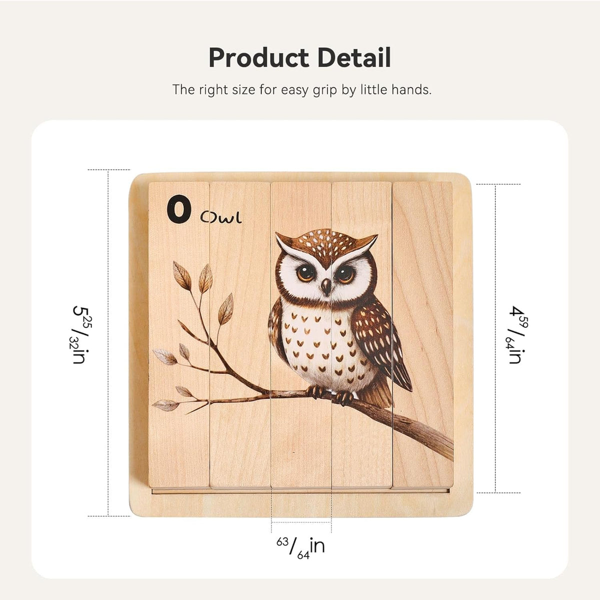 IEATFO 4 in 1 Wooden Animal Chunky Puzzle, 5 Solid Wood Puzzle Blocks with 4 Sides Realistic Forest