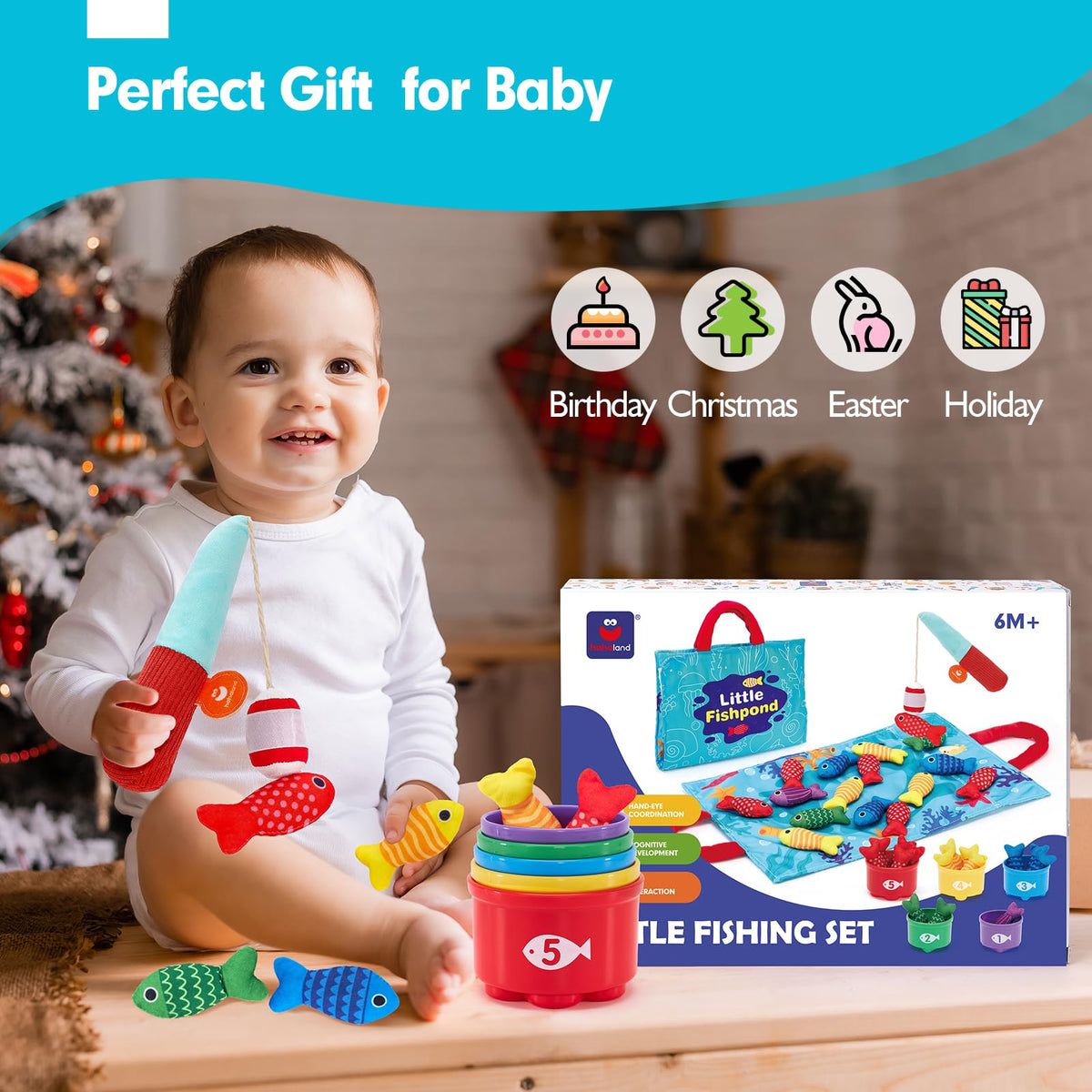 hahaland Montessori Toys for 1 Year Old Boy Girl Birthday Gift-Fishing Game