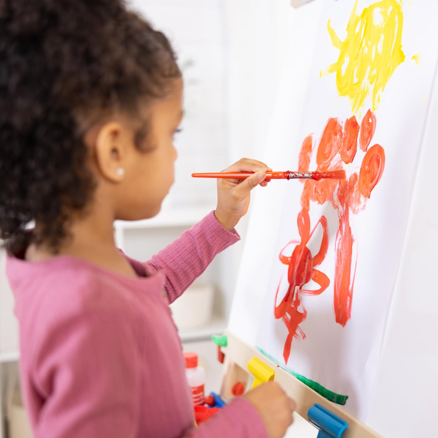 Melissa & Doug Deluxe Wooden Art Easel for Kids with Dry-Erase Board, Chalkboard & Drawing Paper