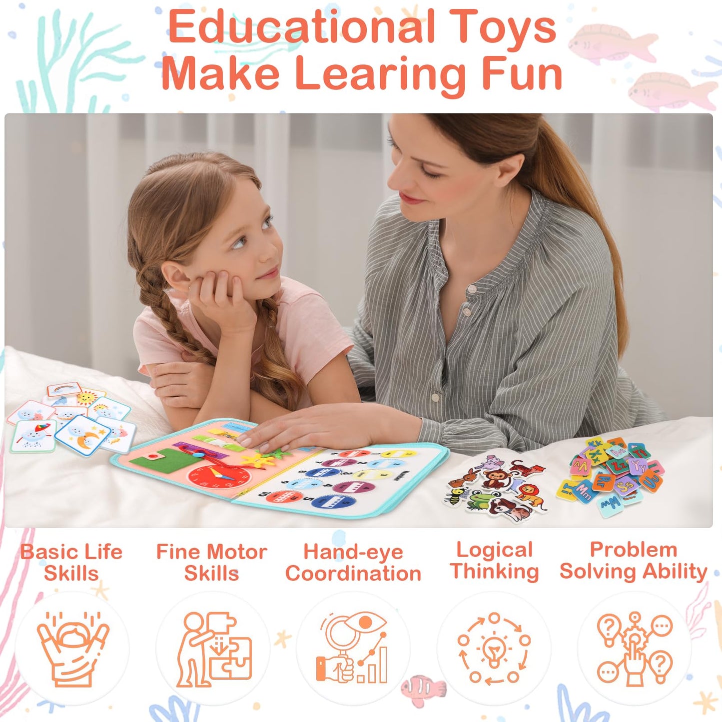 Teefrye Toddlers Busy Board Montessori Toys for Old 1-3 Year Girl Busy Book