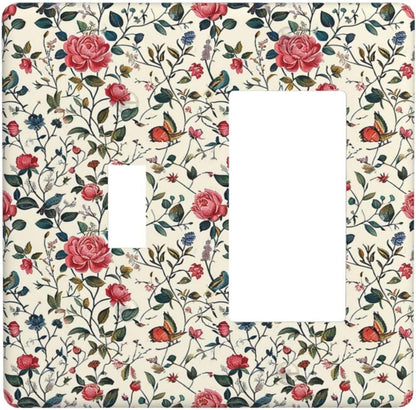 Outlet Covers Vintage Flowers Rose Leaf Bird Butterfly 1 Toggle 1 Rocker Combination Decorative