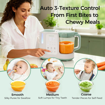 Momcozy AutoMeal Baby Food Maker – One-Step Auto Steam & Blend Food Processor, 15oz Large Cup &