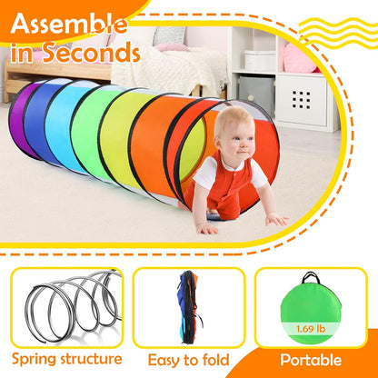 Moncoland Kids Play Tunnel Tent for Toddlers, Colorful Pop Up Crawl Toy Baby Children or Dog Cat