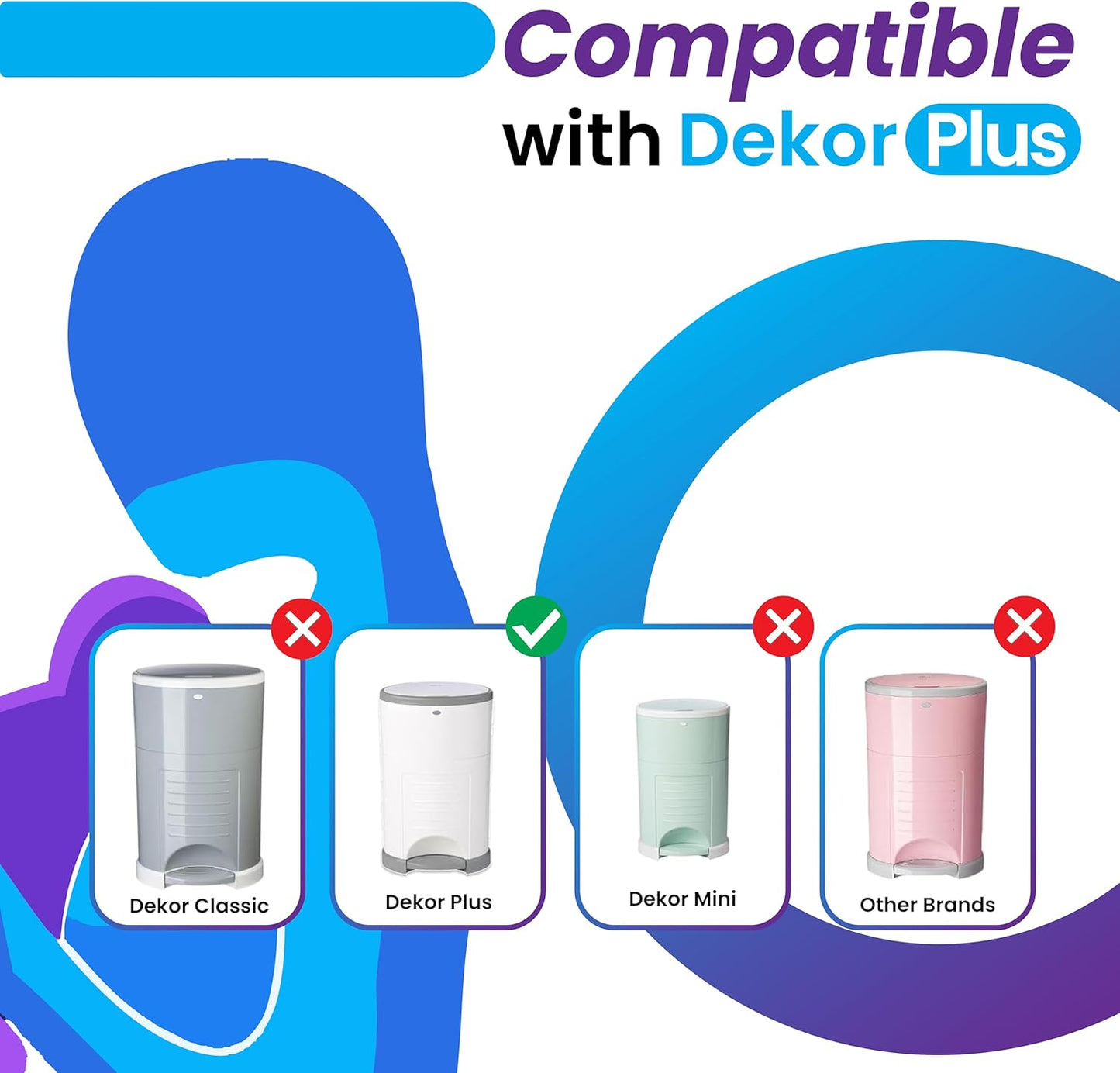 ECO-REFILLS Diaper Pail Refills - Fits Dekor PLUS Extra Thick, Powerful Odor Elimination & Fresh