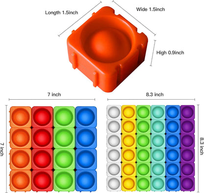 Giant Pop Blocks Bubble Premium Silicone Pop Fidget Blocks for Endless Joy and Education - Vibrant