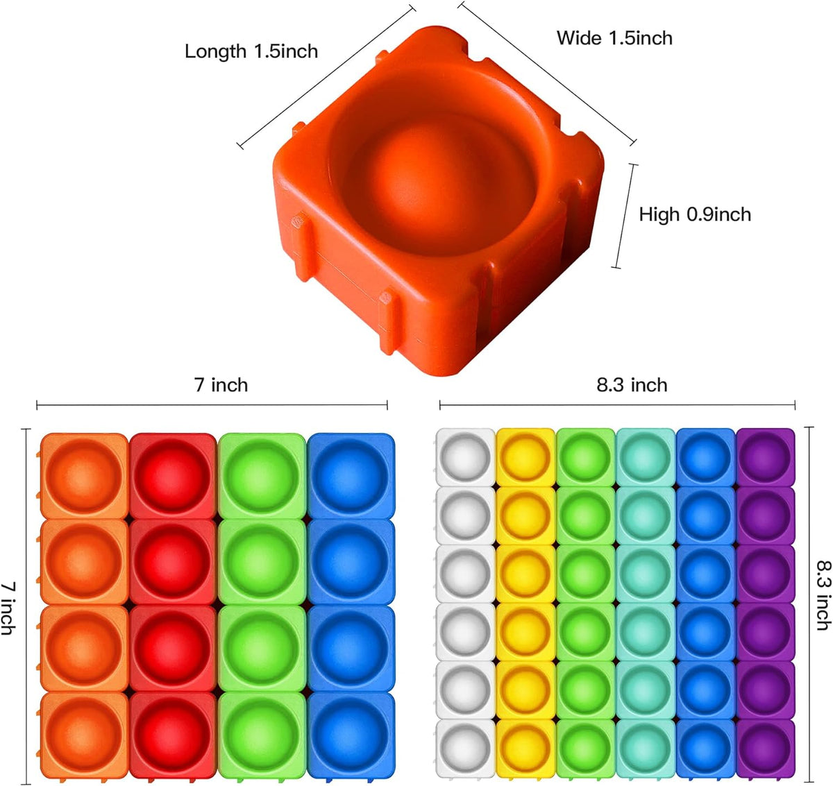 Giant Pop Blocks Bubble Premium Silicone Pop Fidget Blocks for Endless Joy and Education - Vibrant