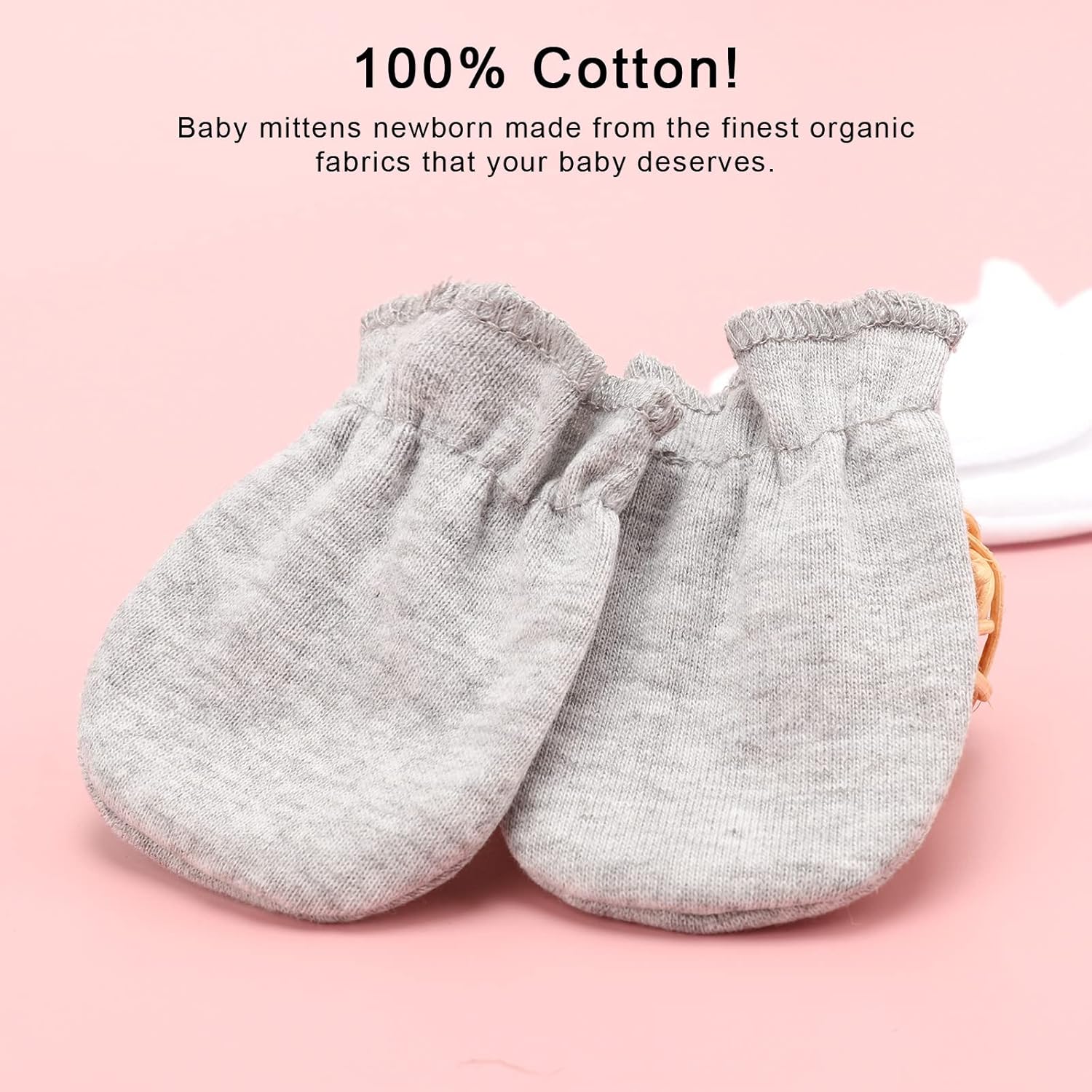 BQUBO Newborn Infant Toddler Mittens No Scratch Cotton Elastic Wrist Gloves Hypoallergenic for 0-6
