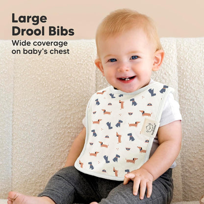 KeaBabies 8-Pack Organic Baby Bibs for Boys, Girls - Super Absorbent Cotton Drool Bibs for Baby