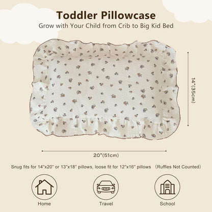 BuLuTu Crib Size Toddler Pillowcase 1 pc, 14"x20", Oeko-TEX Certified 100% Cotton Gauze Pillow