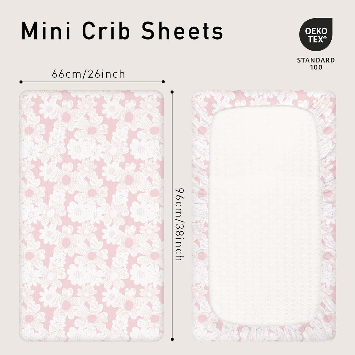 Gllquen Baby Muslin Mini Crib Sheets 3 Pack, Breathable Pack and Play Sheets Fitted Soft Cozy