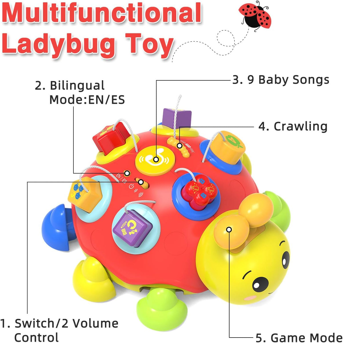 Baby Crawling Toys 6-12 Months,Musical Ladybug Crawling Toy for Infants 0-3-6 7 8 9 10 12-18