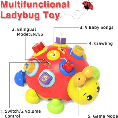 Baby Crawling Toys 6-12 Months,Musical Ladybug Crawling Toy for Infants 0-3-6 7 8 9 10 12-18
