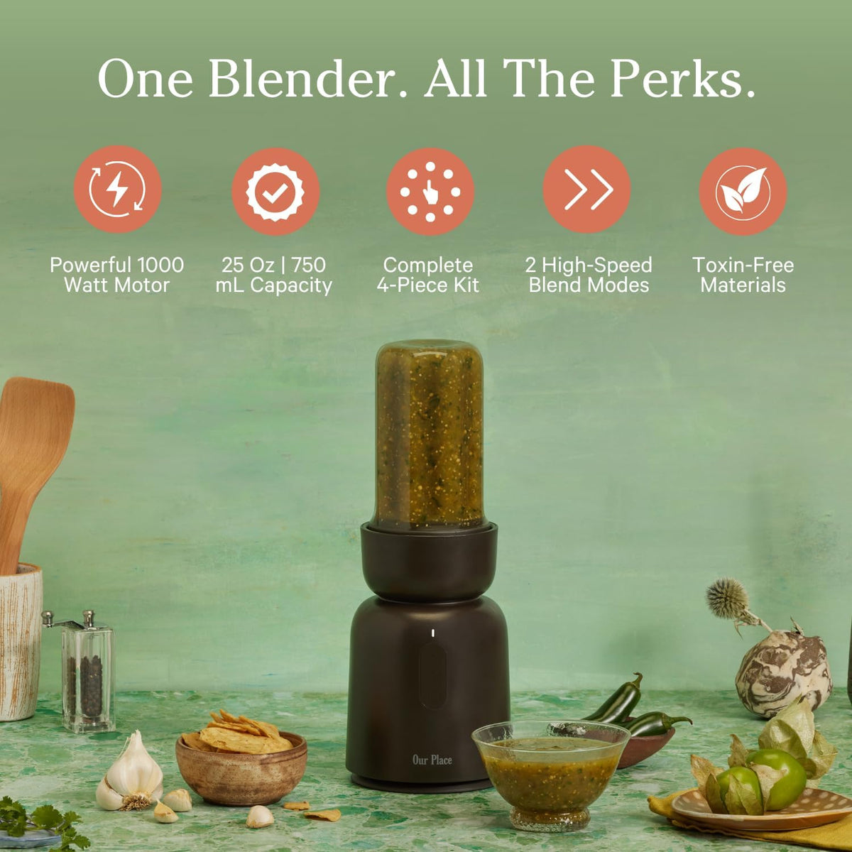 Our Place Splendor Blender - 1000W High-Power | Ultra-Sharp Blades | 2 Blending Modes | Includes 25
