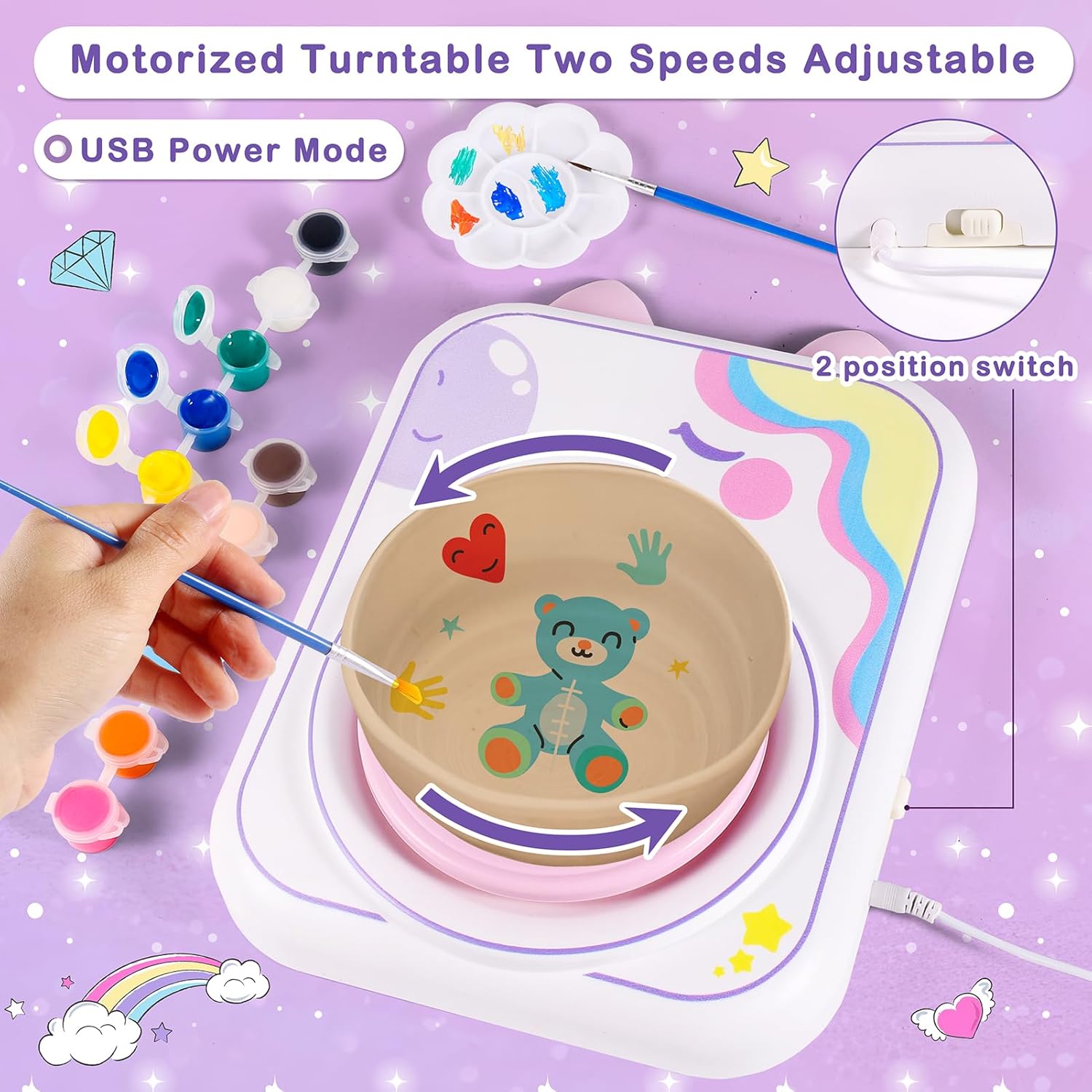 Pottery Wheel for Kids，Art Supplies Arts & Crafts Kit, Crafts Toys for Girls 8-12, Pottery Studio