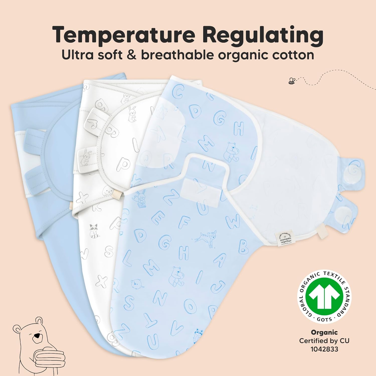 3-Pack Organic Baby Swaddle Sleep Sacks - Swaddles for Newborns, Infant 3-6 Months, Baby Girls
