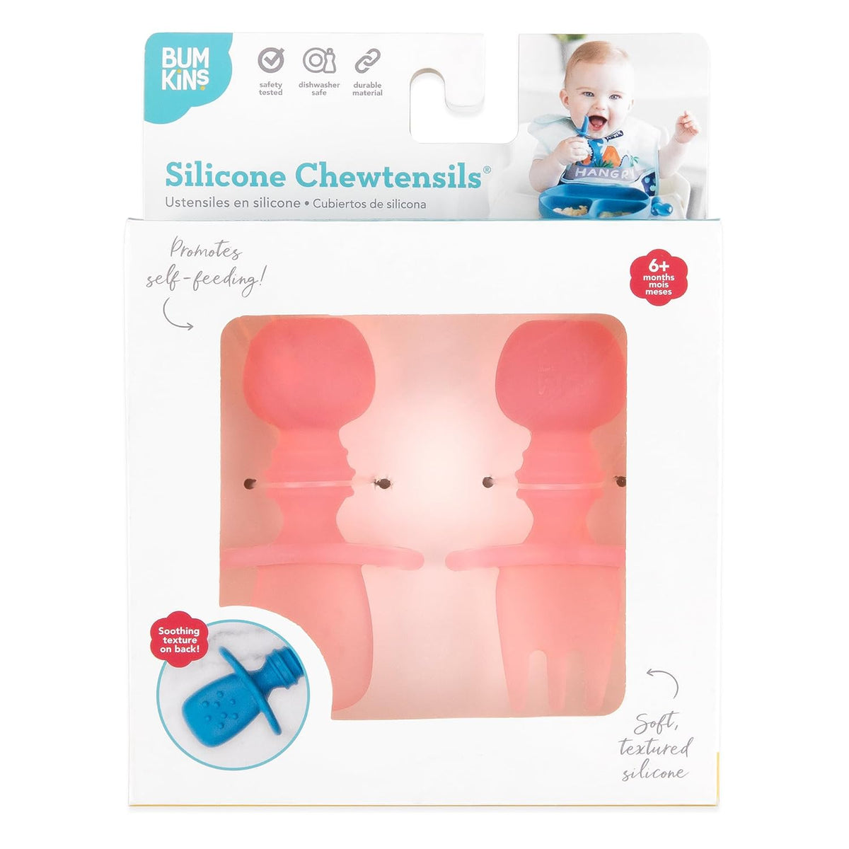 Bumkins Baby Utensils Set, Chewtensils Silicone Spoons for Dipping, Self-Feeding, Baby Led Weaning