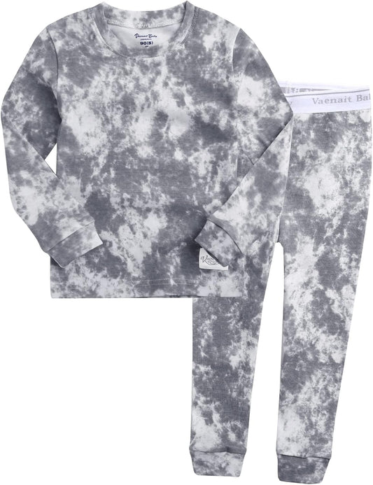VAENAIT BABY 12M-12Y Toddler Kids Boys Girls 100% Cotton Marbling Tiedye Sung Fit Sleepwear Pajamas